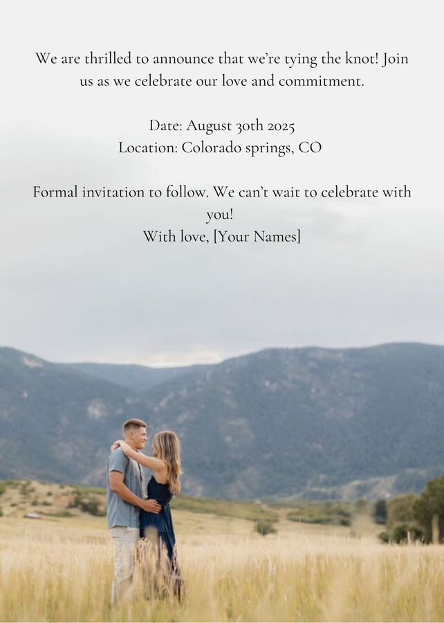 It's a date save the date template, back